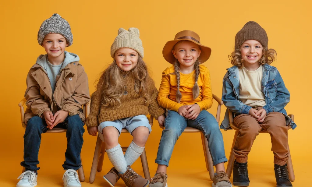 Kids sitting on a bench and enjoying